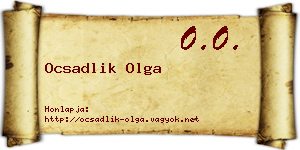 Ocsadlik Olga névjegykártya